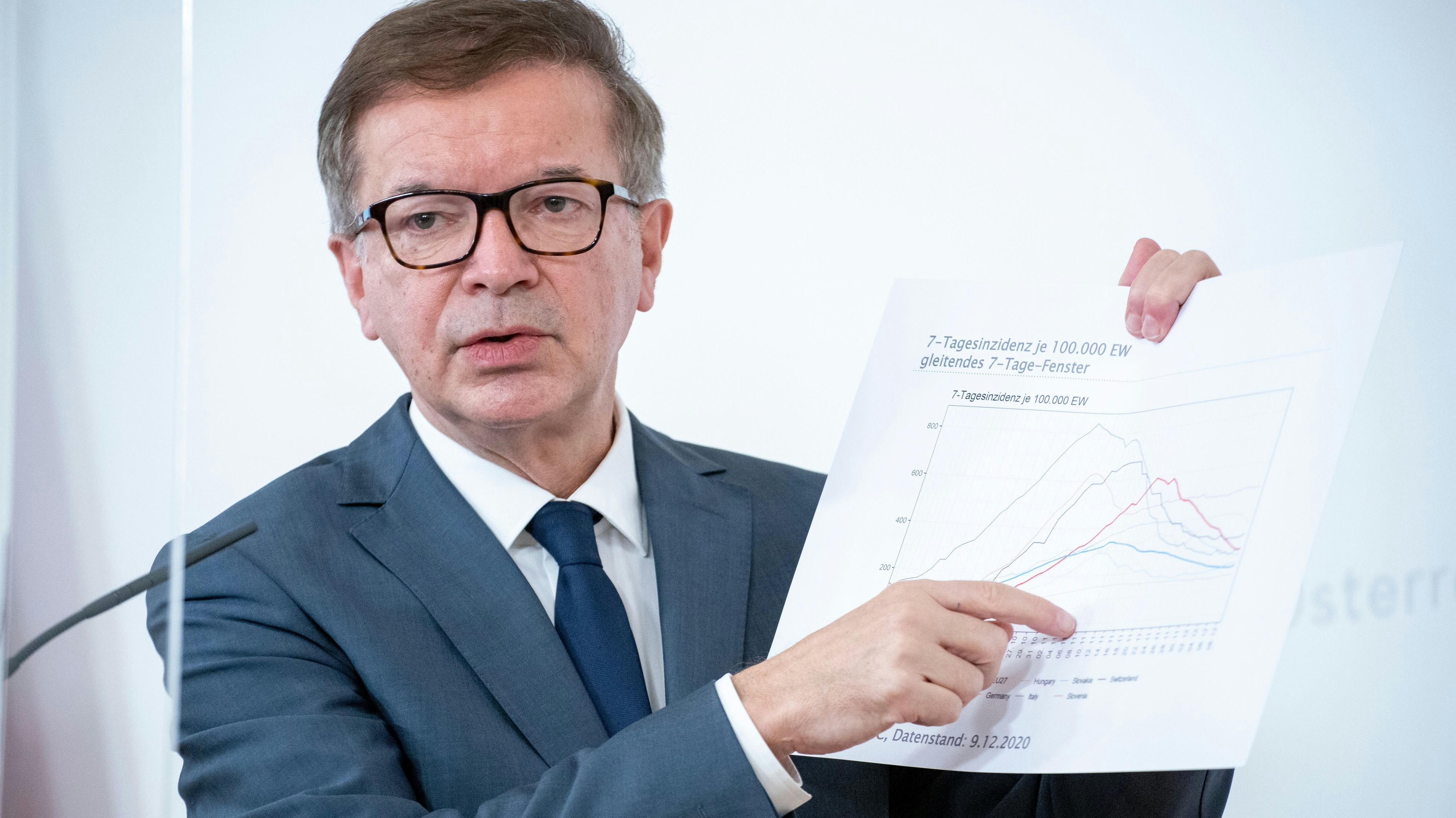 Gesundheitsminister Rudolf Anschober (Grüne) beim Pressefoyer im Anschluss an den Ministerrat, 9.12.2020