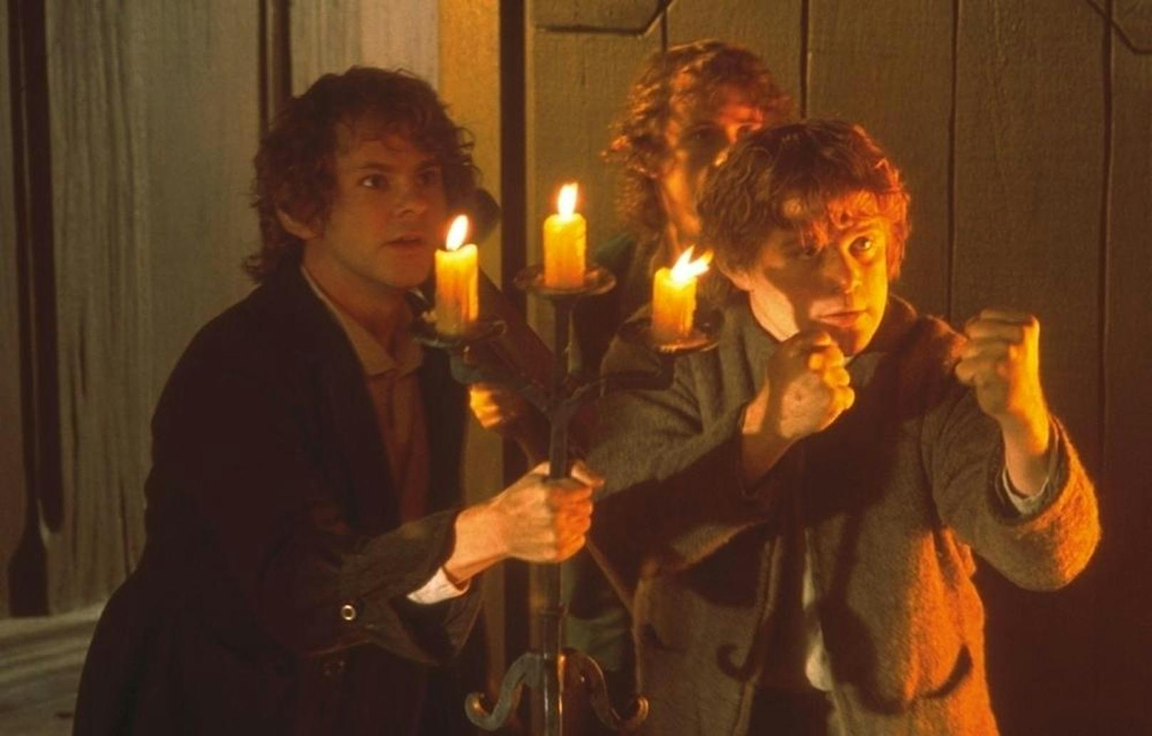 Drei der Gefährten sind für die Rettung der Mittelerde auserwählt worden: Die Hobbits Pippin (Billy Boyd, l.), Merry (Dominic Monaghan, M.) und Sam (Sean Astin).