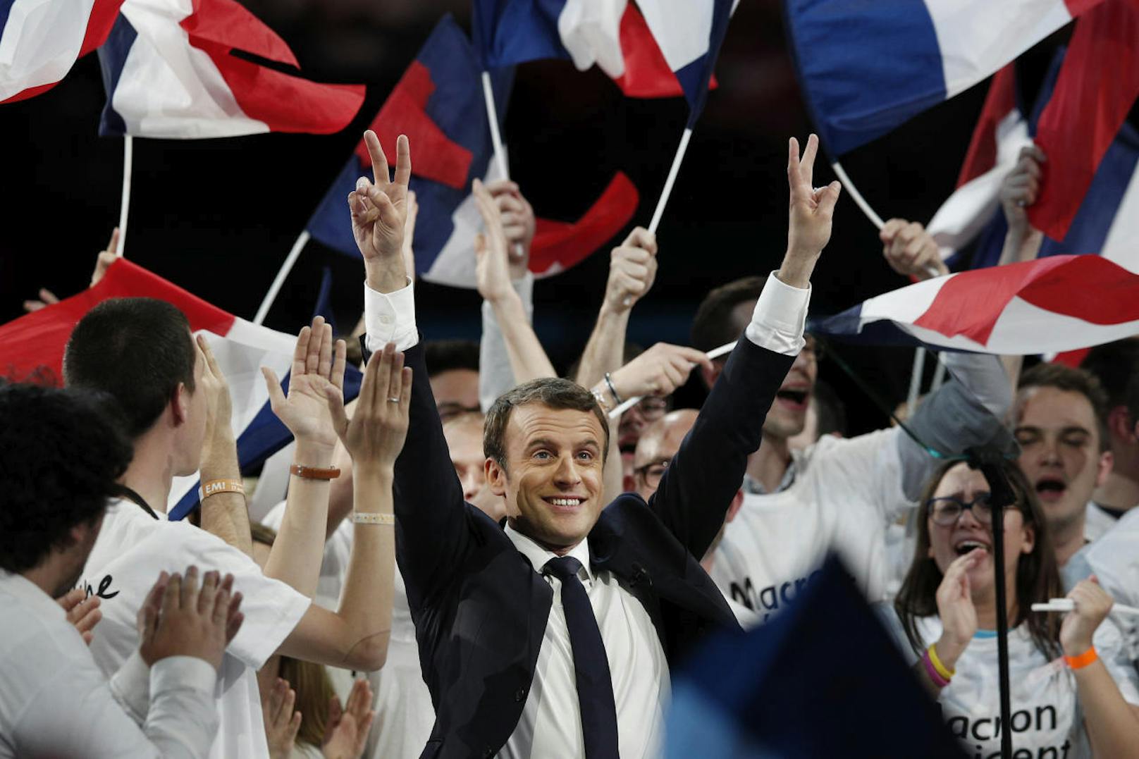 23. April 2017: Emmanuel Macron bei einem Wahlkampfauftritt in Paris