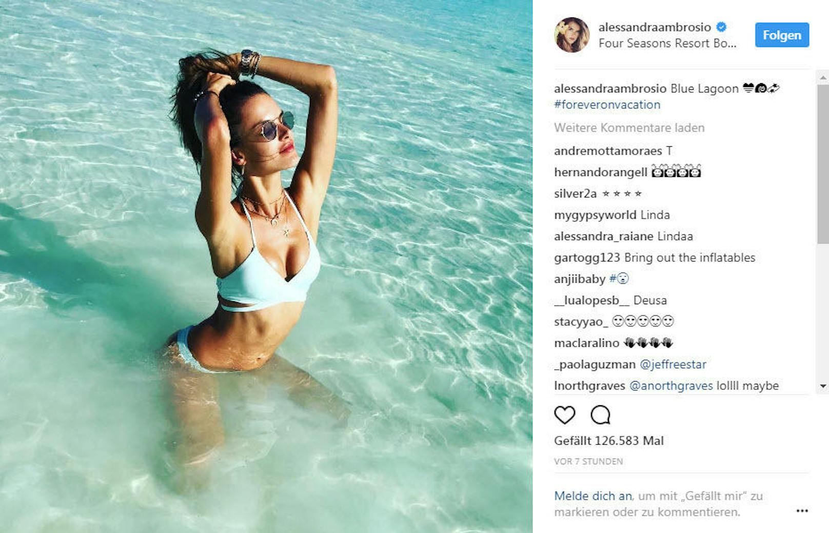 19.08.2017: Alessandra Ambrosio sonnt sich in der "Blauen Lagune"