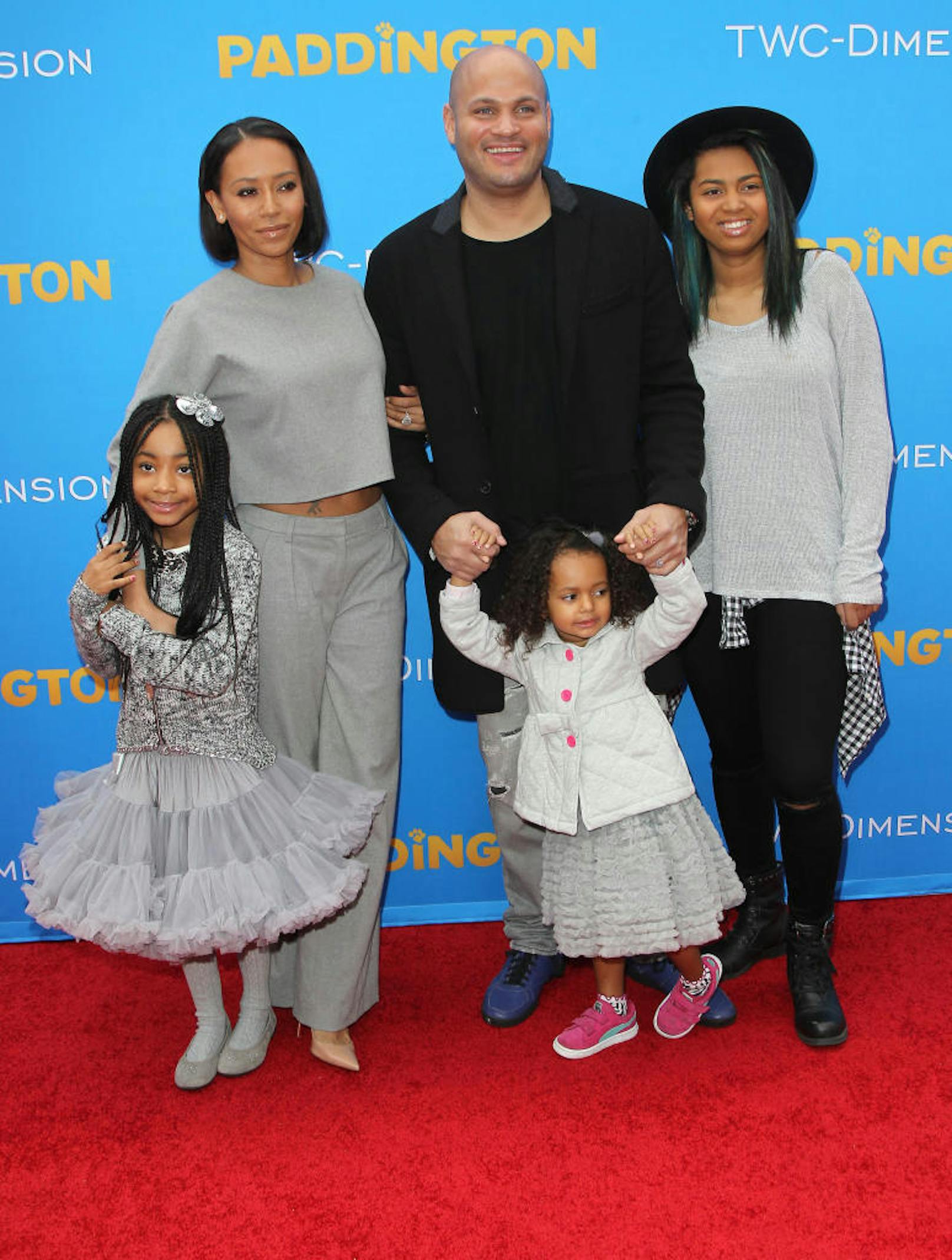 Melanie Brown mit Noch-Ehemann Stephen Belafonte und ihren Kindern Madison Belafonte, Angel Brown und Phoenix Chi Gulzar.