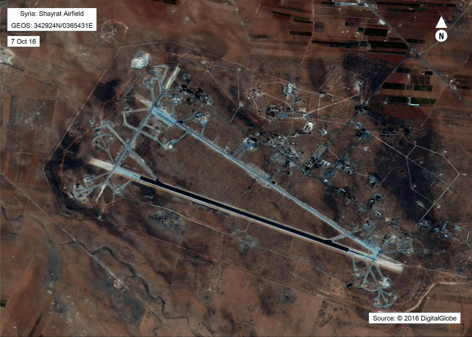 Ziel des US-Angriffs war die syrischen Luftwaffenbasis Shayrat bei Homs. Von dort aus soll Assads Luftwaffe den Giftgasangriff geflogen sein.