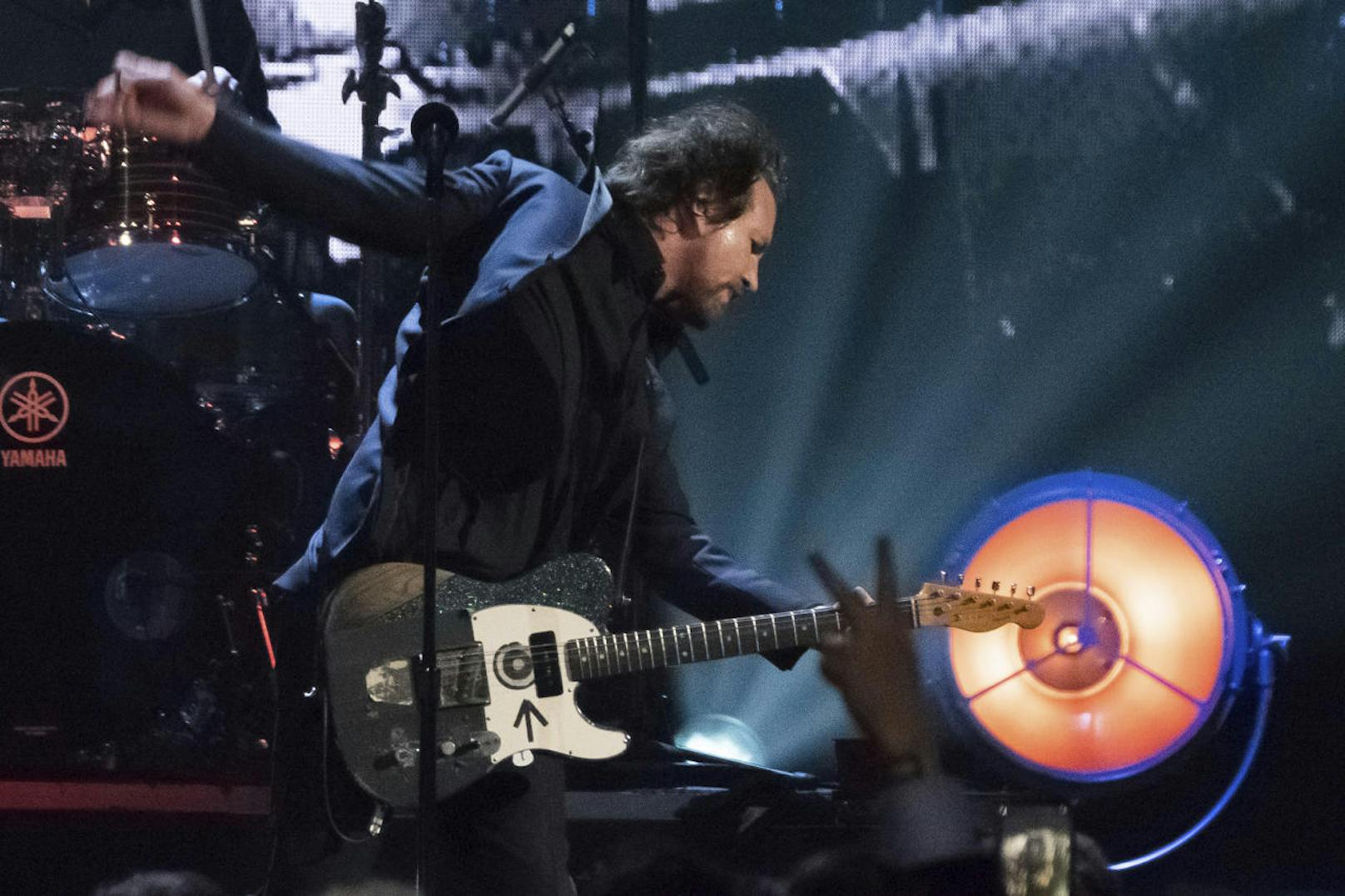 Inductee Eddie Vedder from the band Pearl Jam performs at the 2017 Rock and Roll Hall of Fame induction ceremony at the Barclays Center on Friday, April 7, 2017, in New York. (Photo by Charles Sykes/Invision/AP)