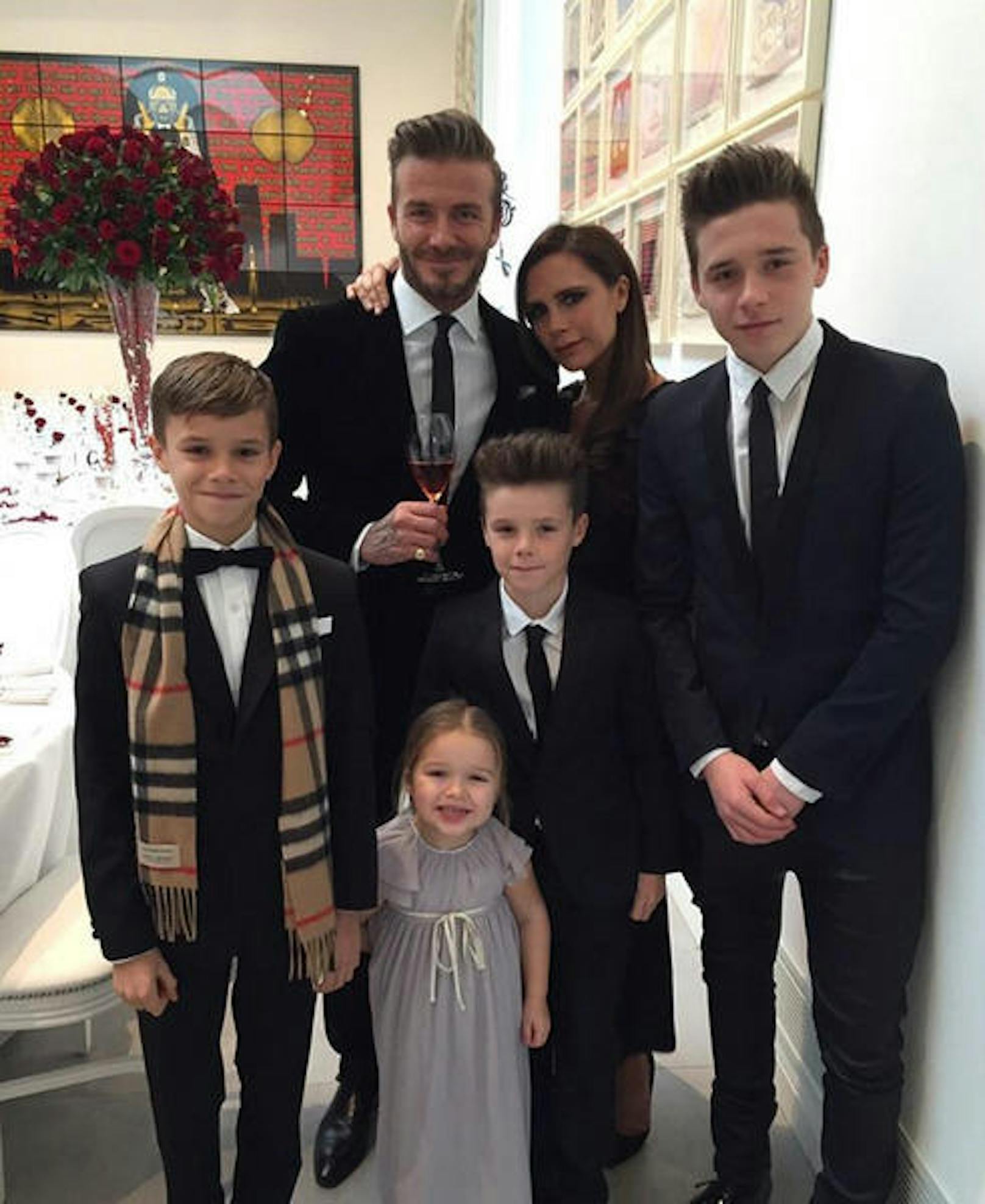 Victoria und David Beckham mit ihren Kindern Harper, Cruz, Romeo und Brooklyn.