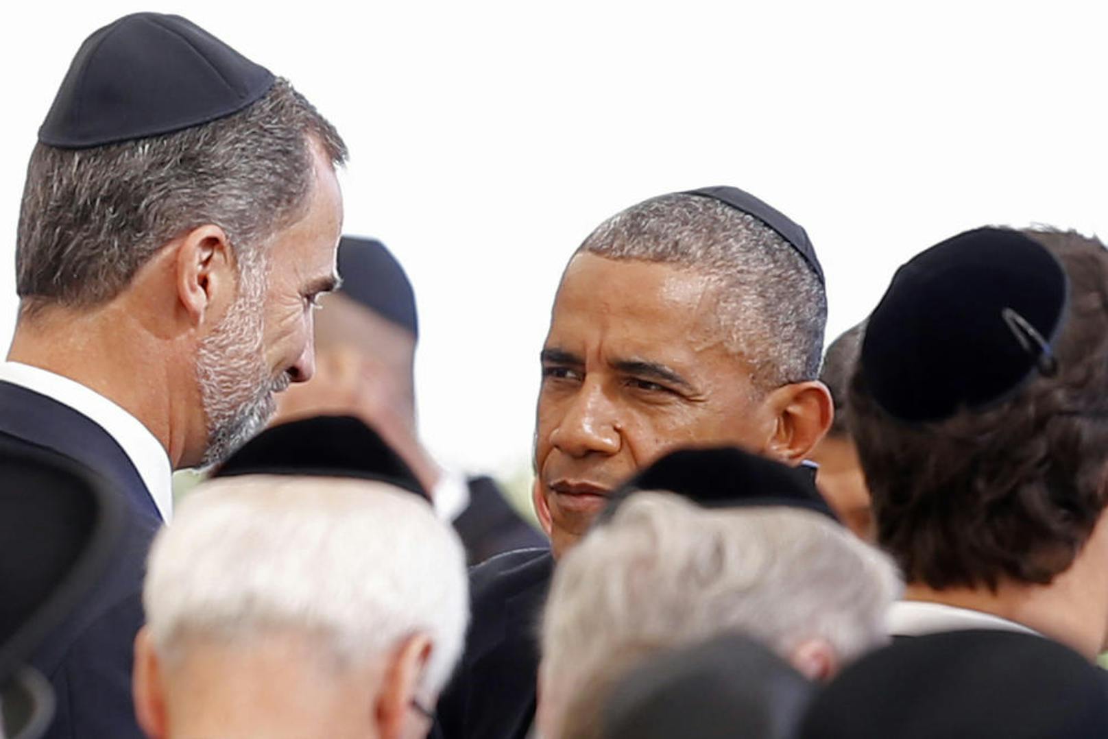 König Felipe und Barack Obama beim Begräbnis von Shimon Peres.