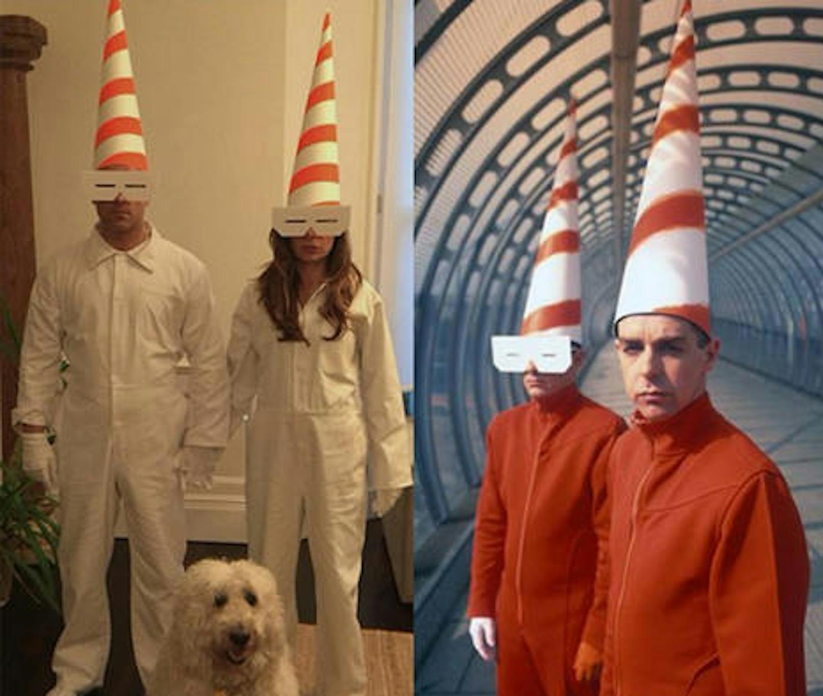 19.10.2017: Ayla und Robbie Williams üben für Halloween. 'Wer kann's besser?" fragen sie auf Instagram und zeigen daneben auch gleich das Original: Die Pet Shop Boys