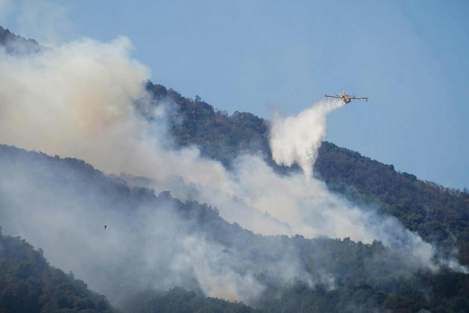 Löschflugzeuge bekämpfen Waldbrände beim Vesuv in Neapel