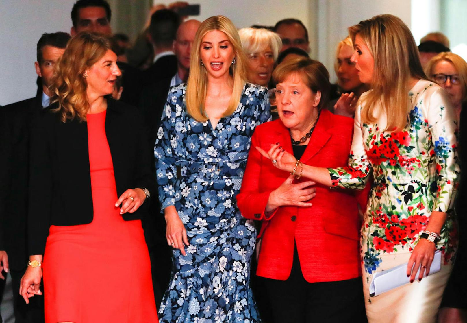 Chrystia Freeland, Außenministerin von Kanada, Ivanka Trump, Stephanie Bschorr,  Verband deutscher Unternehmerinnen, Deutschlands Kanzlerin Angela Merkel und Königin Maxima aus den Niederlanden in Berlin