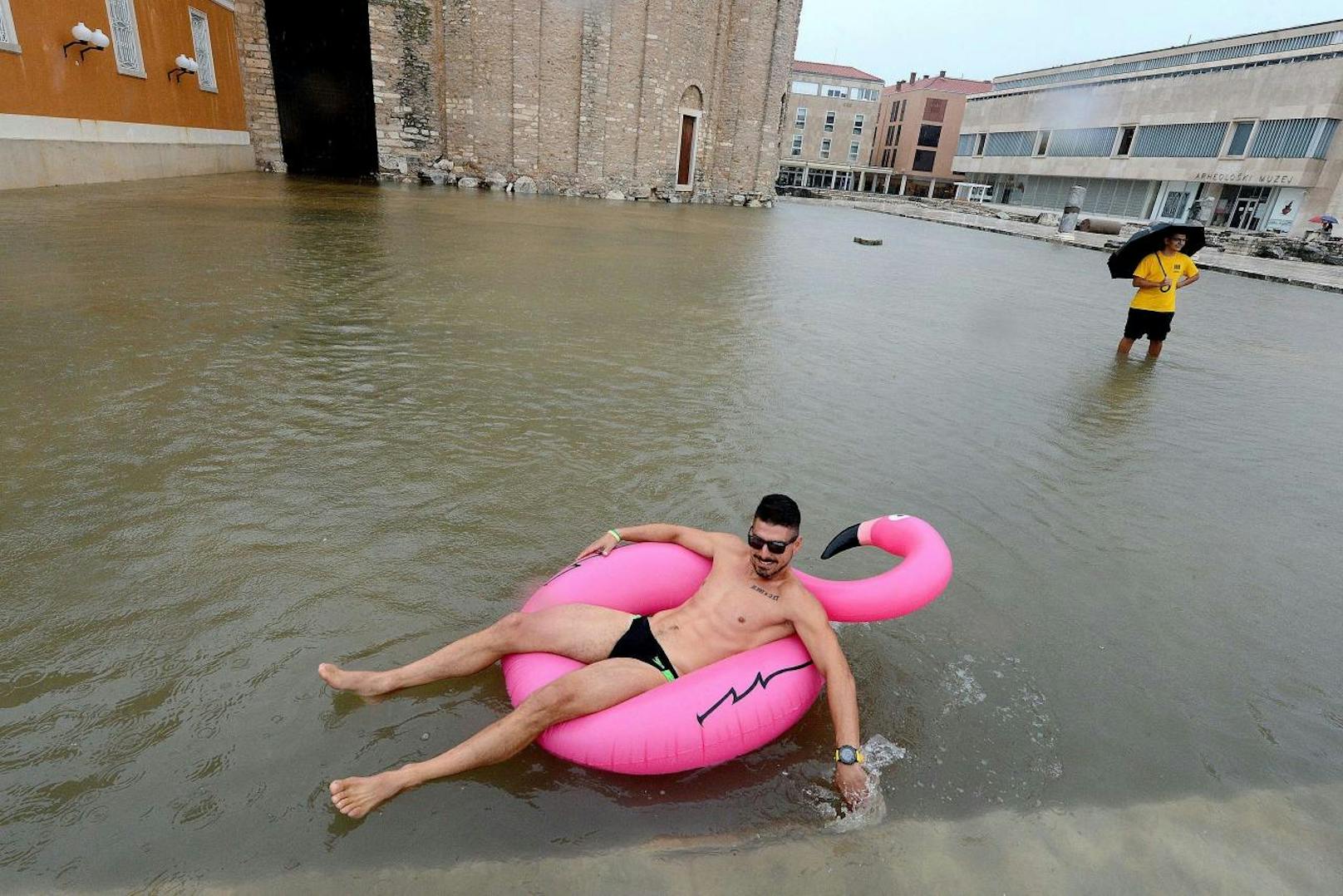Heftige Regenfälle haben zu Überschwemmungen in den kroatischen Städten Zadar und Nin geführt (11. September 2017).