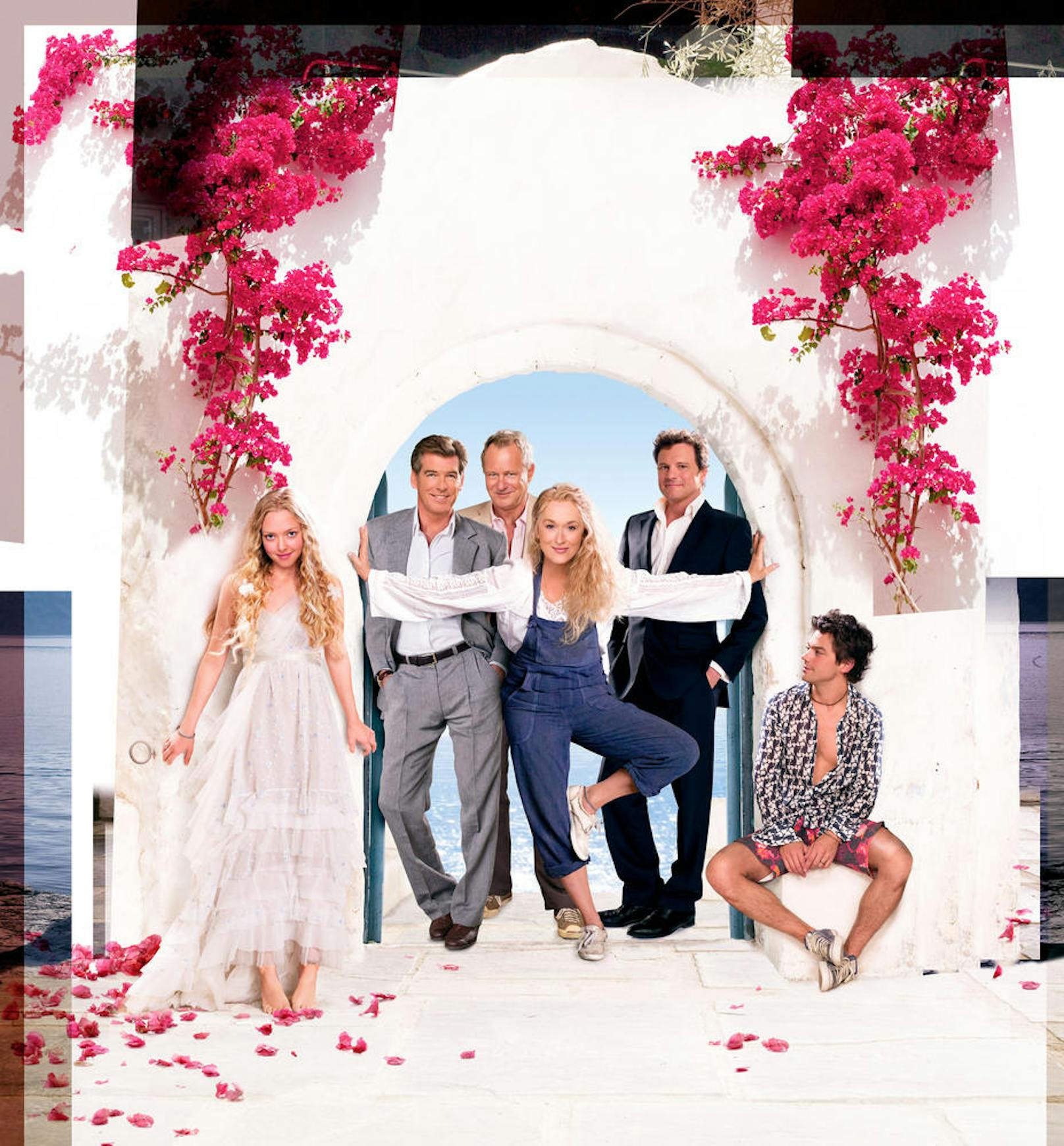 "Mamma Mia!": Amanda Seyfried (Sophie), Pierce Brosnan (Sam Carmichael), Stellan Skarsgard (Bill), Meryl Streep (Donna), Colin Firth (Harry Bright), Dominic Cooper (Sky)