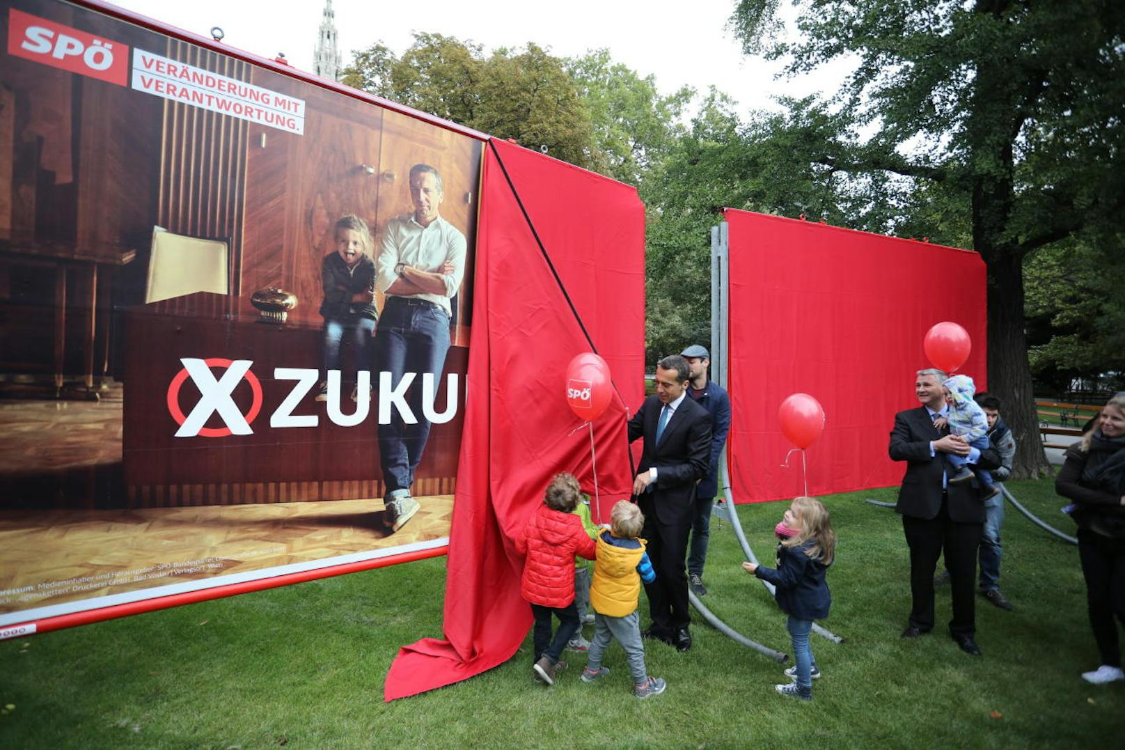 Kanzler Kern stellt neue Plakatserie der SPÖ vor.