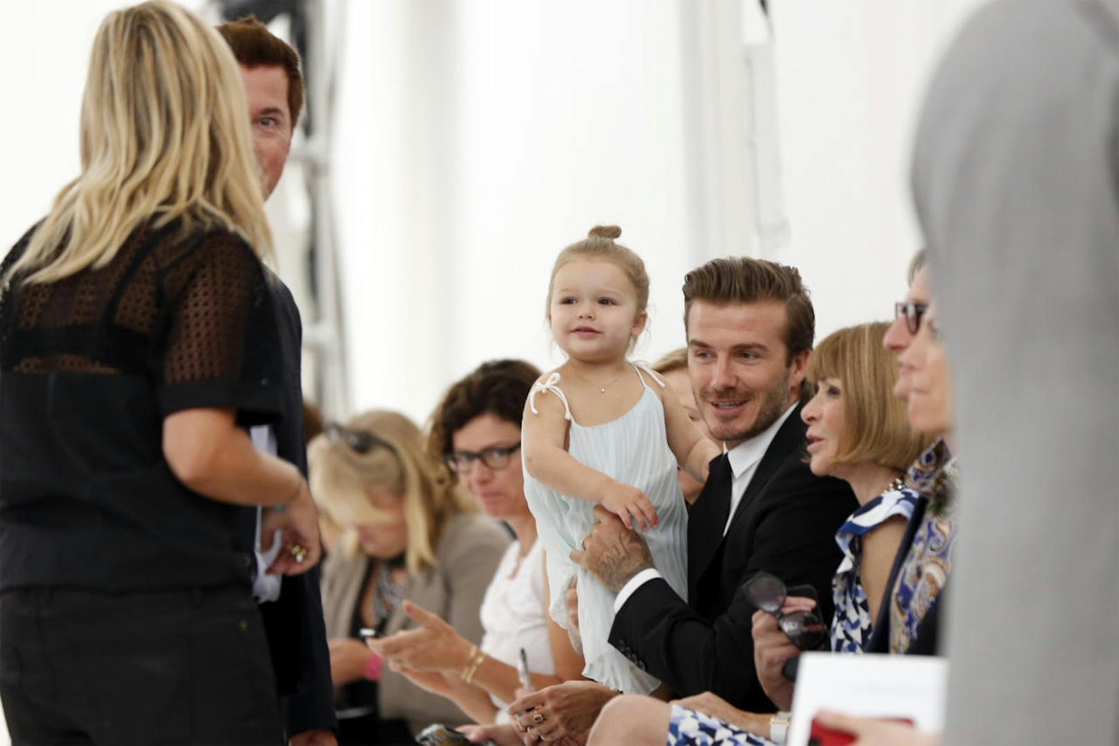 Harper Beckham, David Beckham und Anna Wintour bei der New York Fashion Week (Spring/Summer Collection) 2014 (Bild: Lucas Jackson)