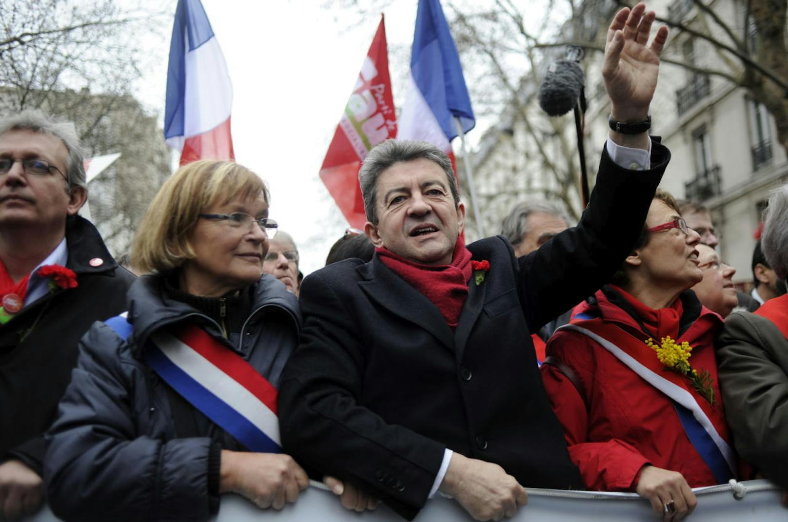 18. März 2012: Jean-Luc Melenchon mit Marie-George Buffet, Ex-Chefin der Kommunisten in Frankreich