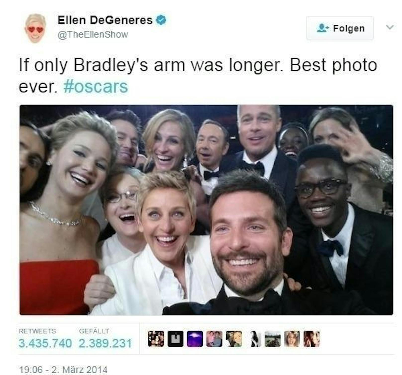 Der Appell zeigte Wirkung. Am Dienstag erreichte Wilkerson über 3,6 Millionen Retweets, mehr als Ellen Degeneres mit ihrem berühmten Star-Selfie von der Oscar-Verleihung 2014.