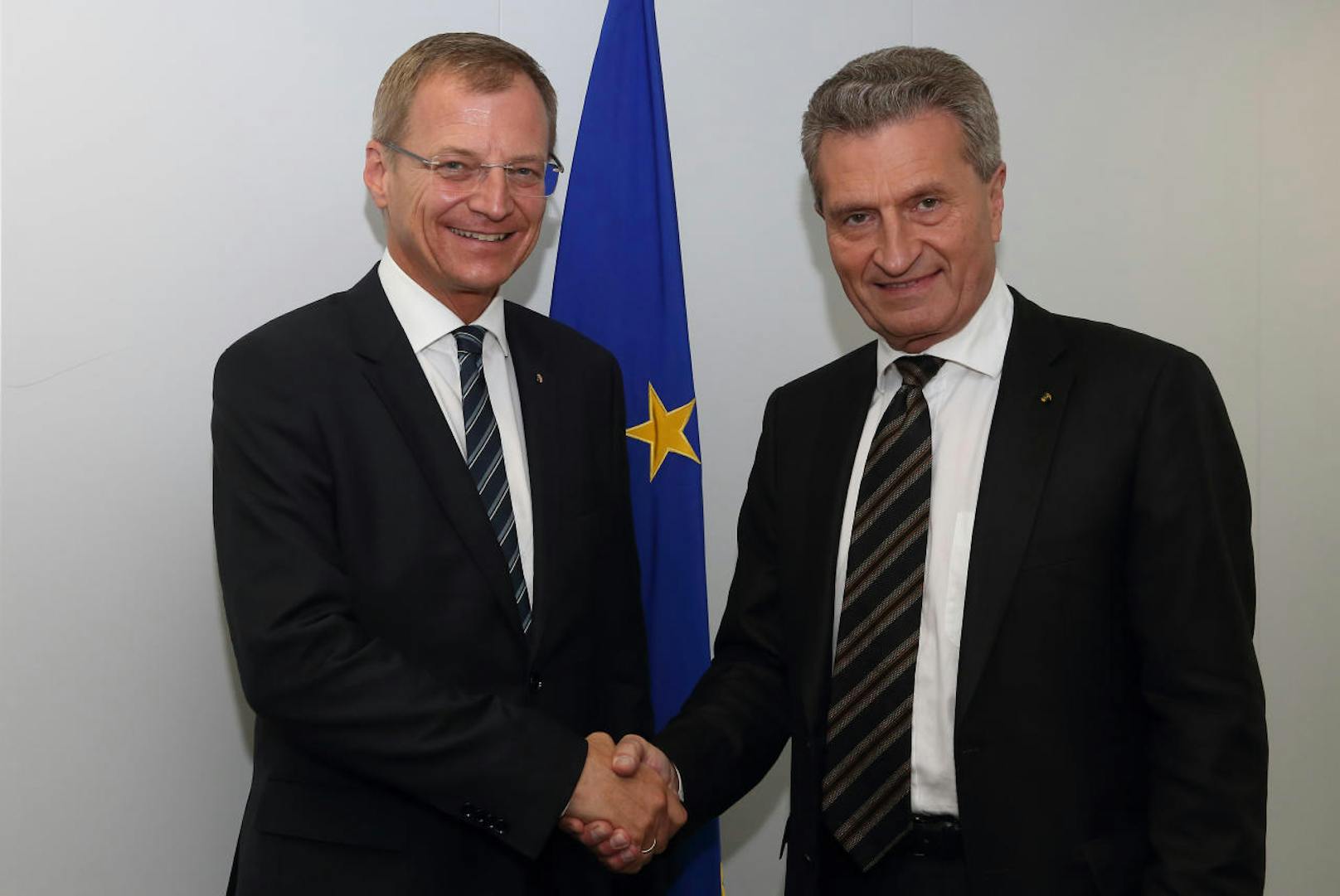 LH Thomas Stelzer und EU-Kommissar Günter Oettinger.