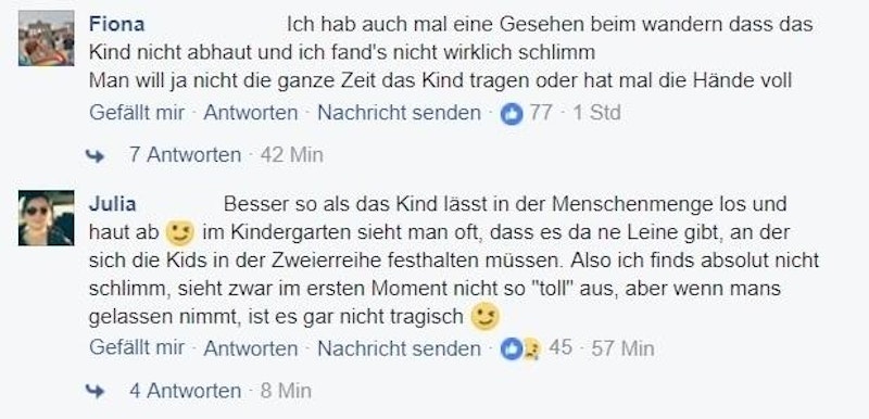Die Meinungen der "Heute"-Leser zur Kinderleine...