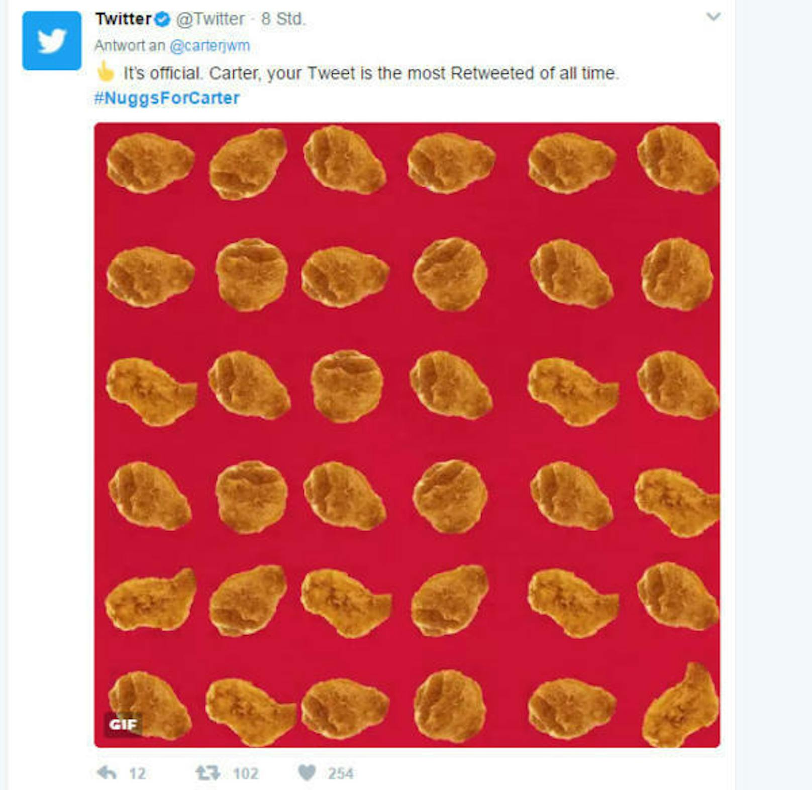 Twitter ließ unterdessen offiziell verlauten, dass der Micro-Blogging-Dienst einen neuen König habe. Und ließ dafür Chicken Nuggets regnen.
