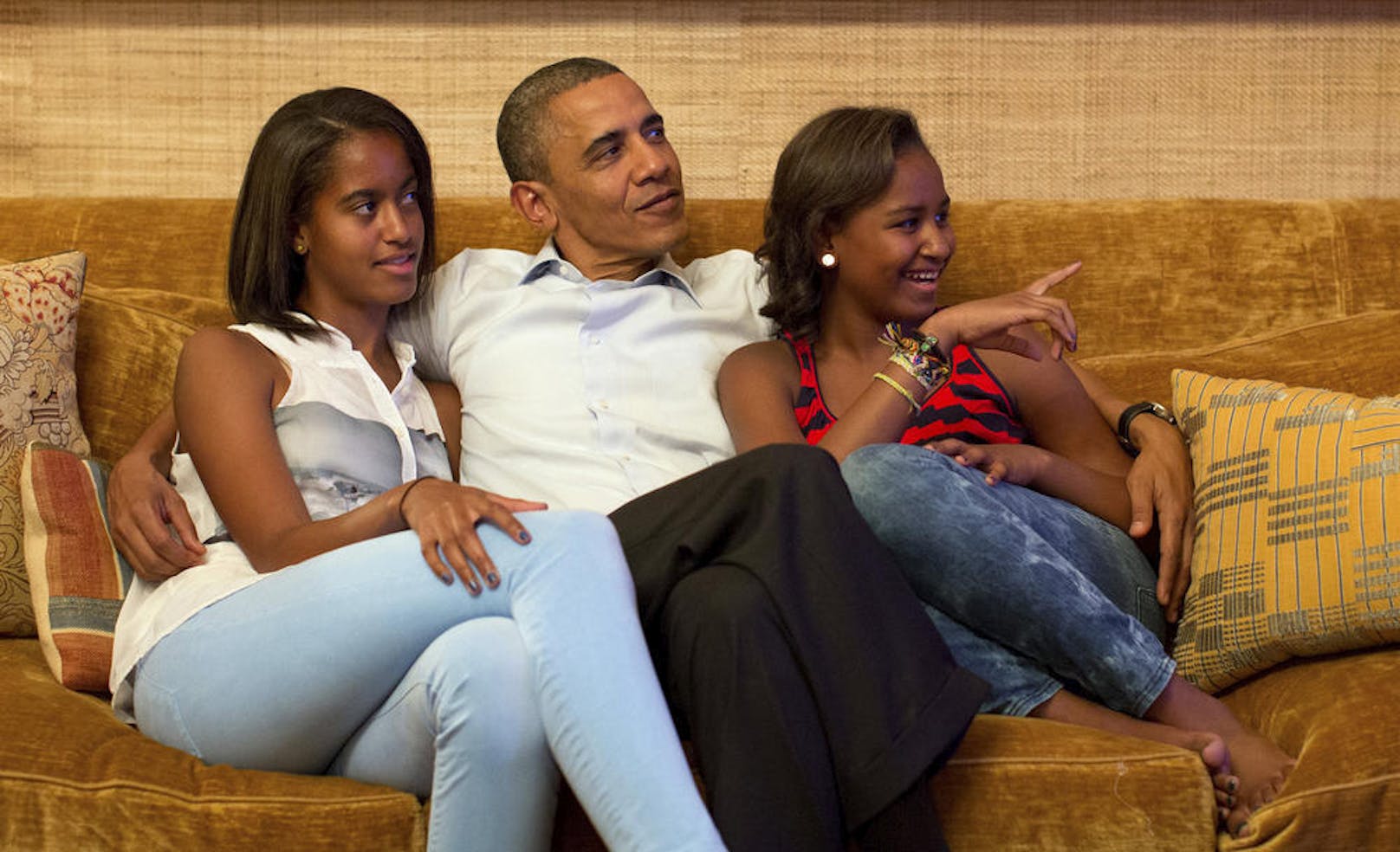 Barack Obama und seine Töchter Malia (l.) und Sasha