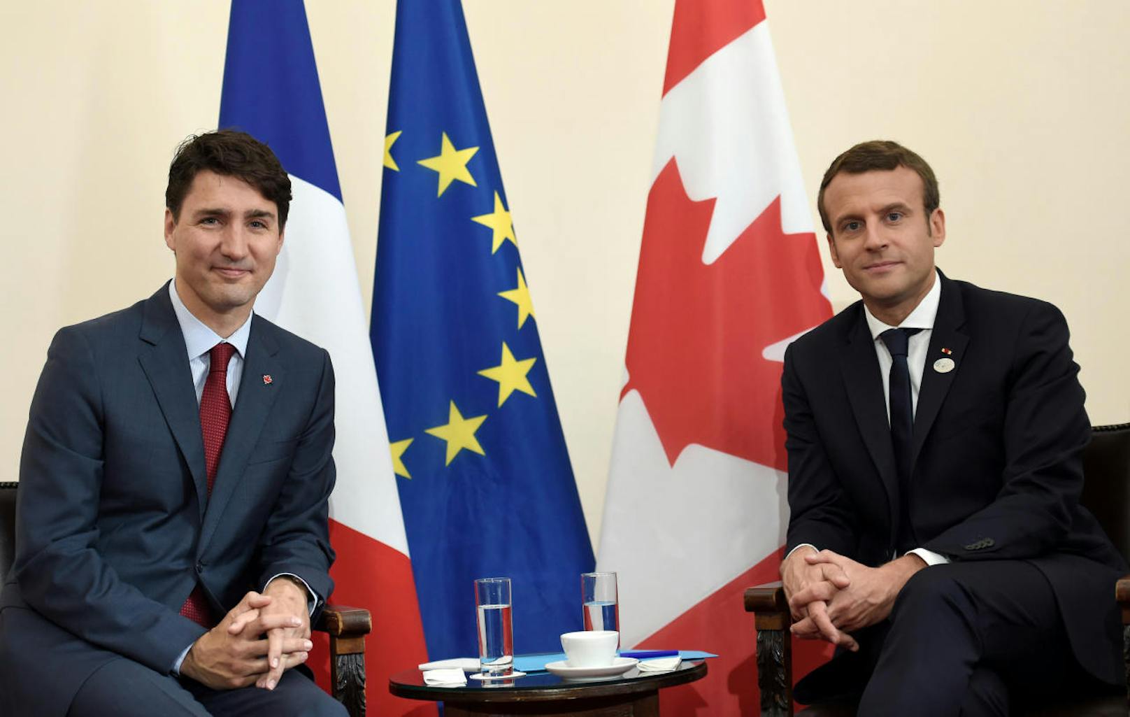 Der kanadische Premierminister Justin Trudeau und Frankreichs Präsident Emmanuel Macron