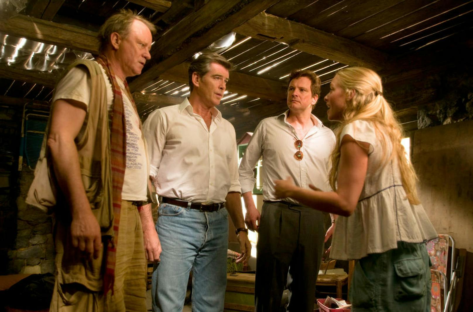 "Mamma Mia!": Stellan Skarsgard (Bill), Pierce Brosnan (Sam Carmichael), Colin Firth (Harry Bright), Amanda Seyfried (Sophie)
