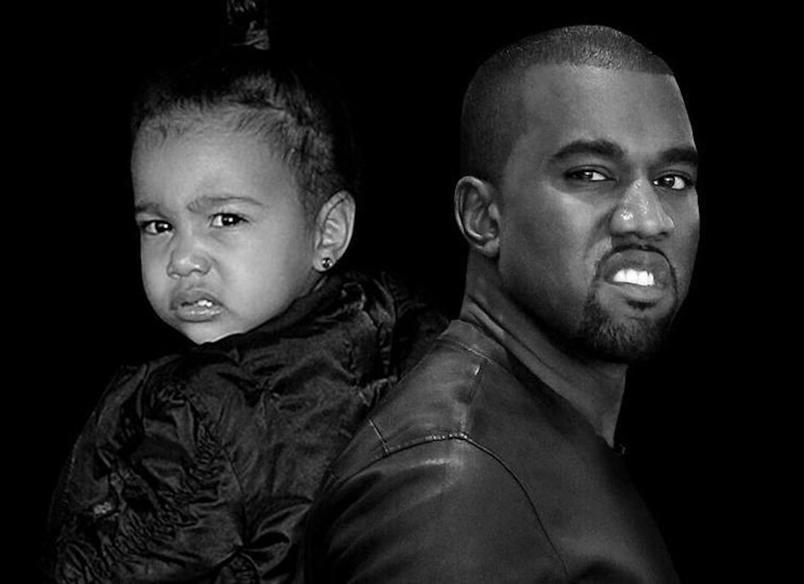 01.02.2016: In Sachen "Gangsta"-Pose steht die zweijährige North West ihrem Papa Kanye in nichts nach. 