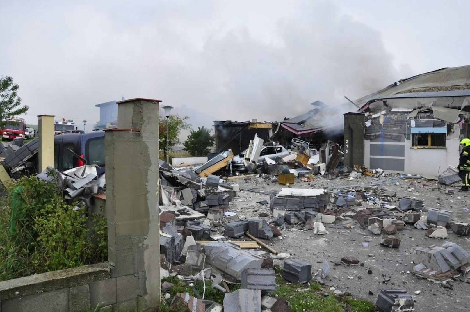 Verwüstung nach einer Explosion in Aspersdorf (Hollabrunn): Das Haus wurde dabei völlig zerstört.