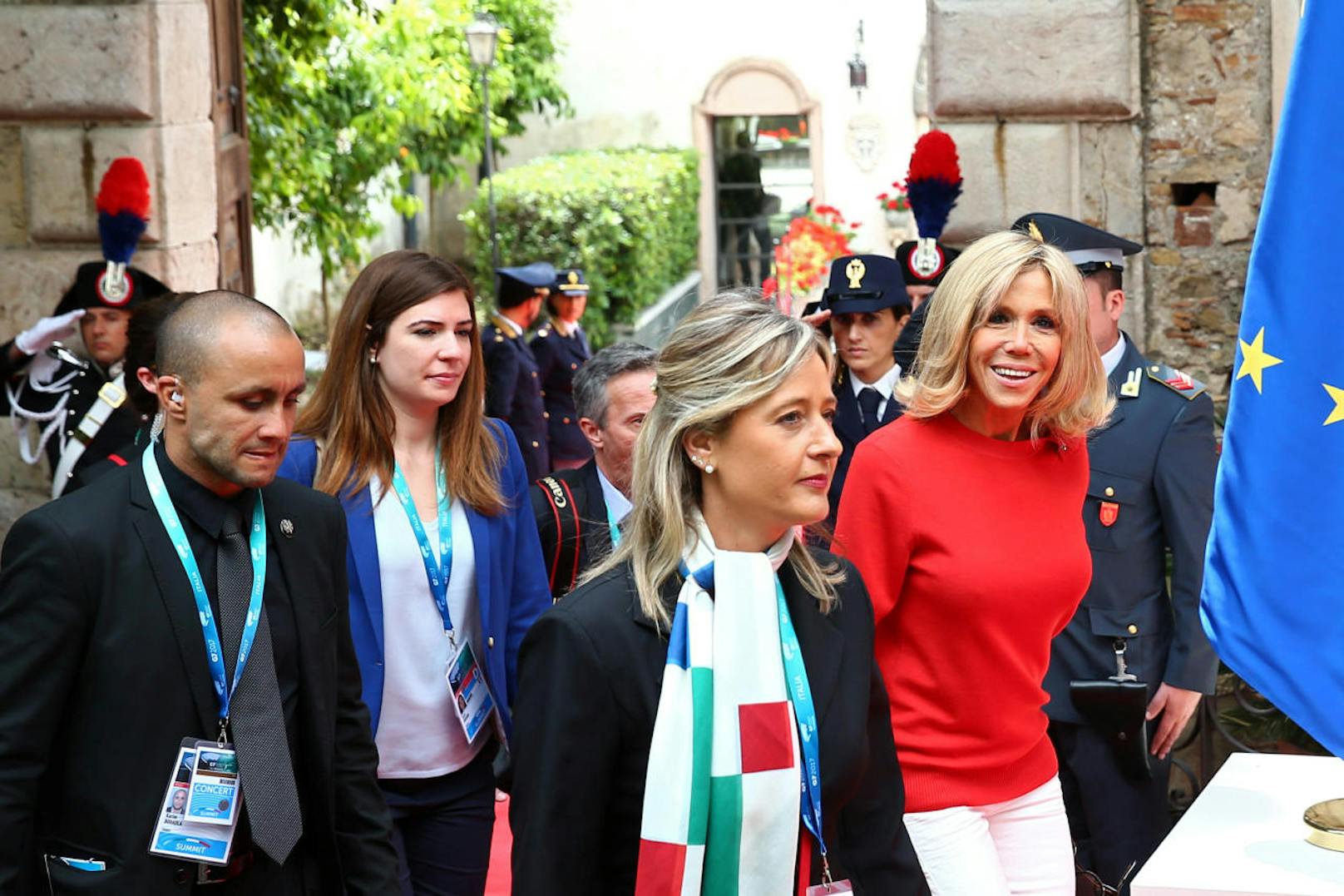 Auch Brigitte Trogneux, die Frau des französischen Präsidenten Emmanuel Macron, ist nach Taormina mitgereist