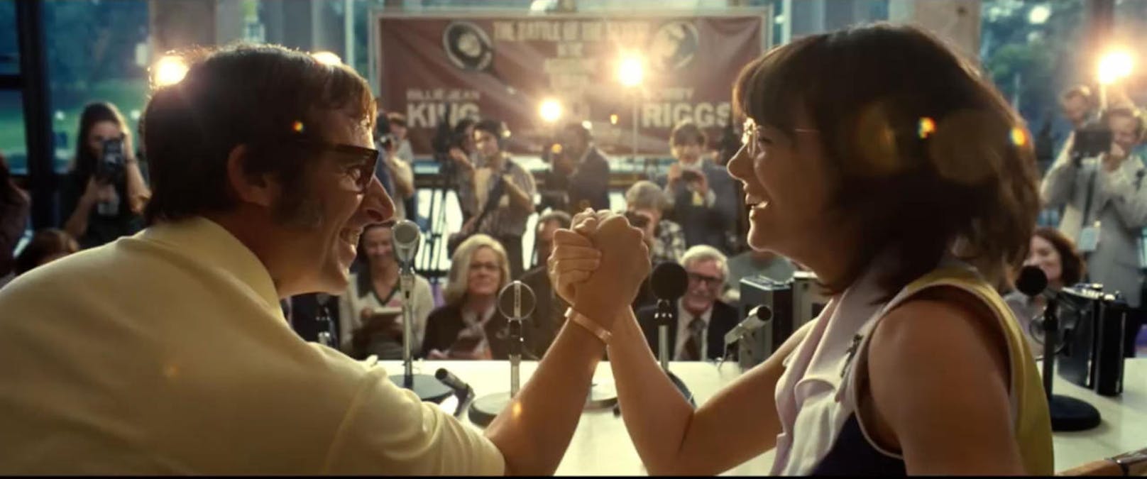 Emma Stone und Steve Carrell als Tennisrivalen Billie Jean King and Bobby Riggs in "Battle of the Sexes"