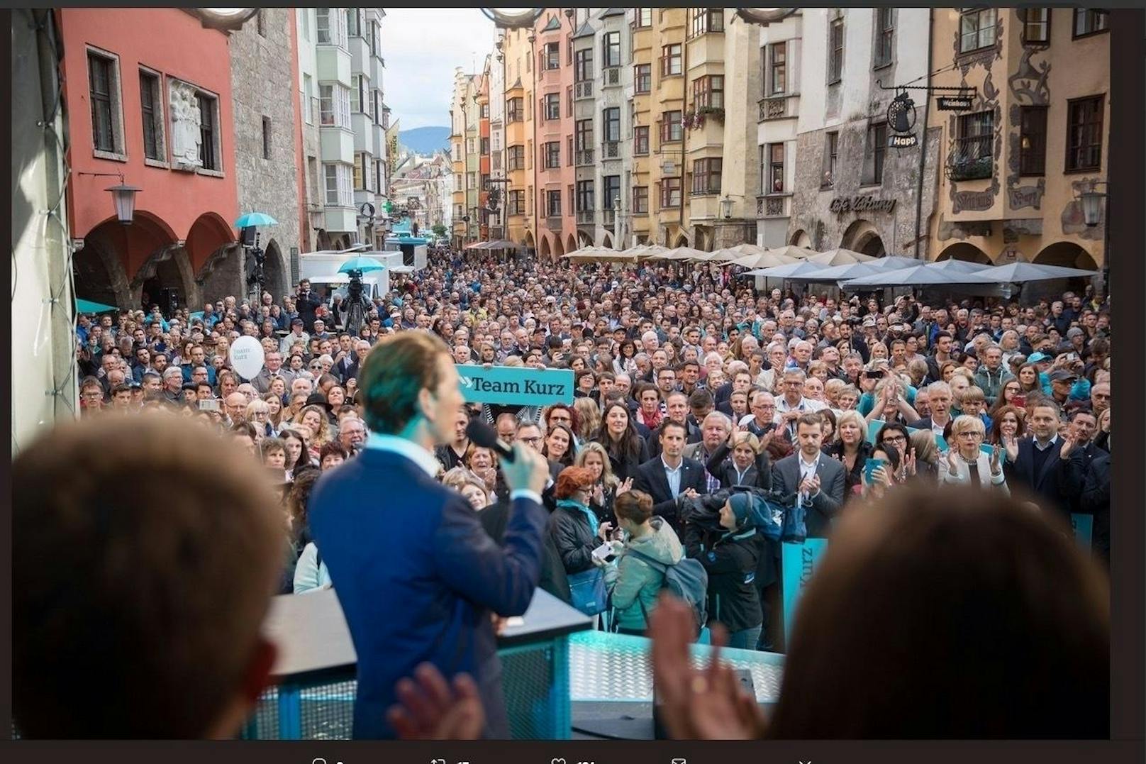 Sebastian Kurz bei einer Wahlveranstaltung in Innsbruck
