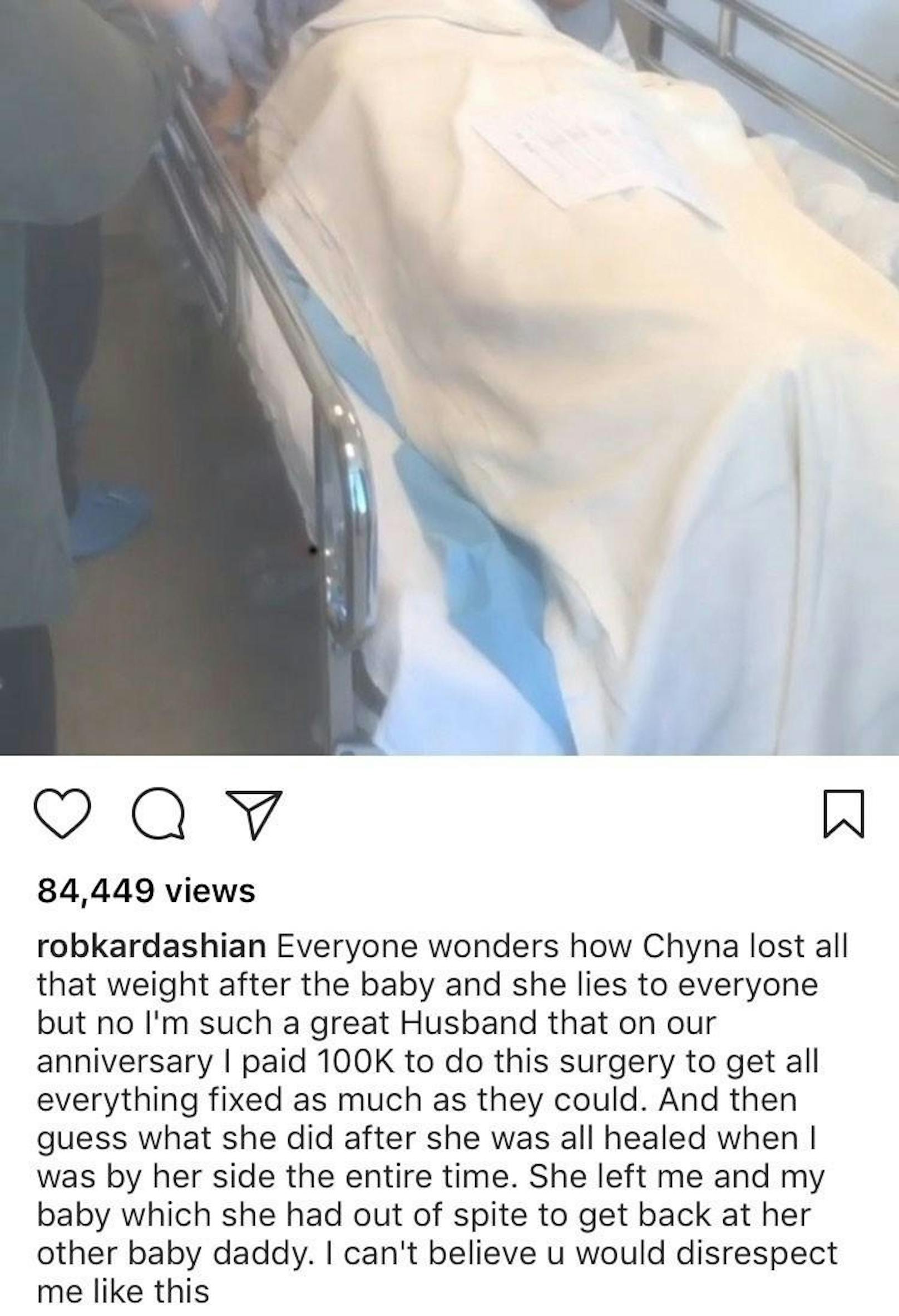 Rob Kardashian postet ein Foto von Blac Chynas Fettabsaugung