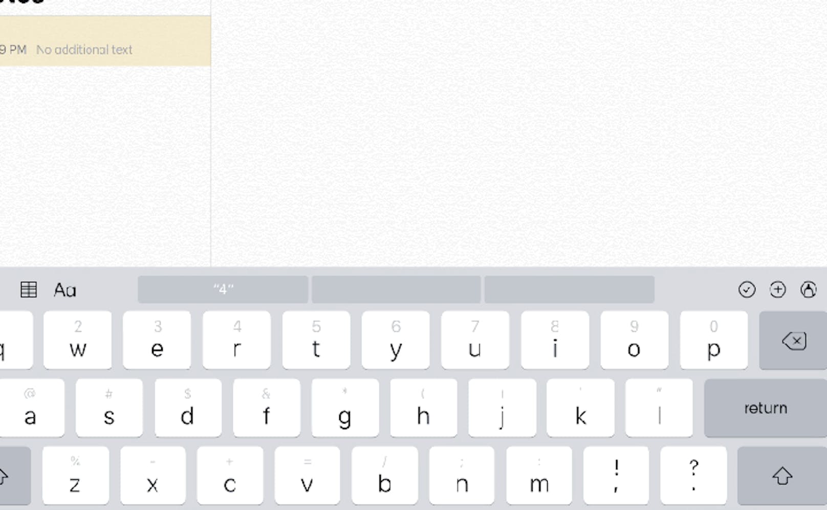<b>Tastatur:</b> Auf dem iPad lassen sich Zahlen nun wesentlich schneller eintippen. Die gewünschte Ziffer kann nun mit einem Wisch von oben ausgewählt werden.