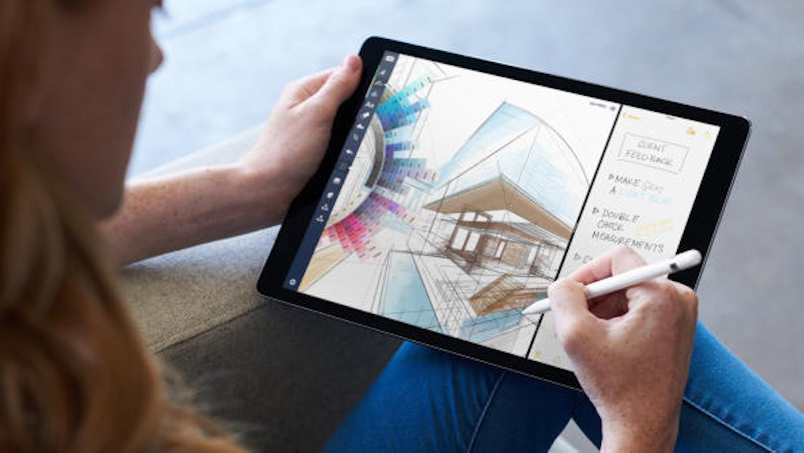 <b>Pencil: </b>Apples Zeichenstift wird tiefer ins System integriert. So können neu auf dem iPad Notizen einfacher erfasst werden. Ist das Gerät gesperrt, tippt man einfach einmal mit dem Stift auf das Display und kann loskritzeln.