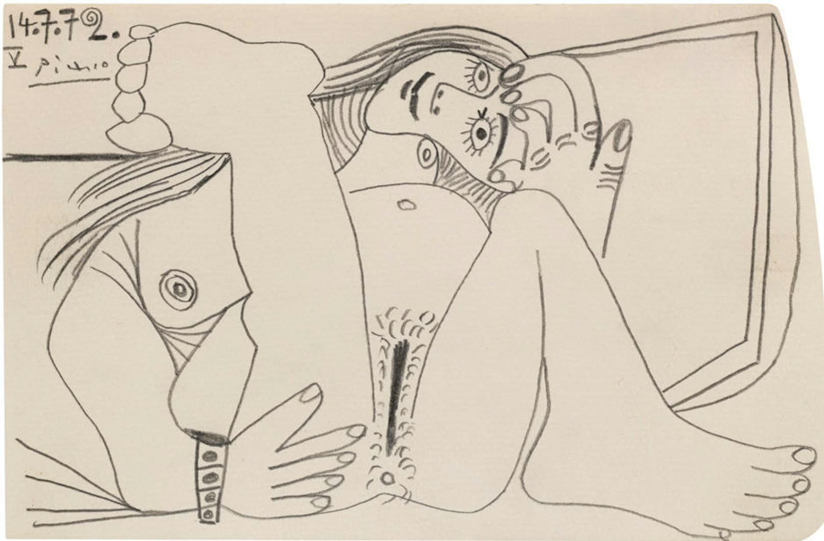 Pablo Picasso<br>
SPANISH, 1881 - 1973<br>
NU COUCHÉ (RECLINING NUDE)<br>
Estimate     60,000 ? 80,000