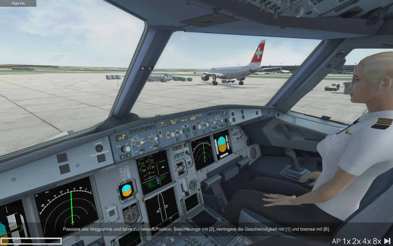 Im Airbus A320 stehen dabei im Cockpit zwar nicht alle, aber die wichtigsten Systeme zur Verfügung.