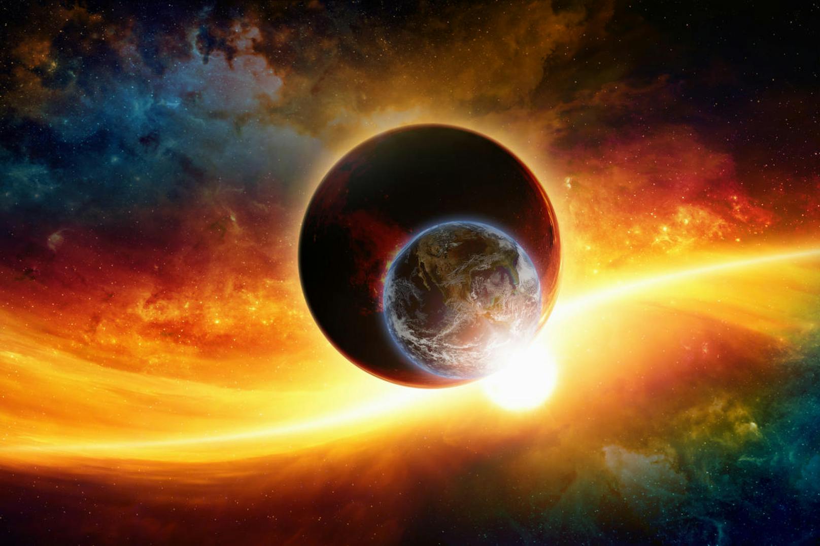 Ebenfalls keine wissenschaftlichen Beweise gibt es für die Theorie, dass die Sonnenfinsternis den Untergang der Erde einläuten wird. Dieser soll durch eine Kollision mit dem mythischen Planeten Nibiru ausgelöst werden.