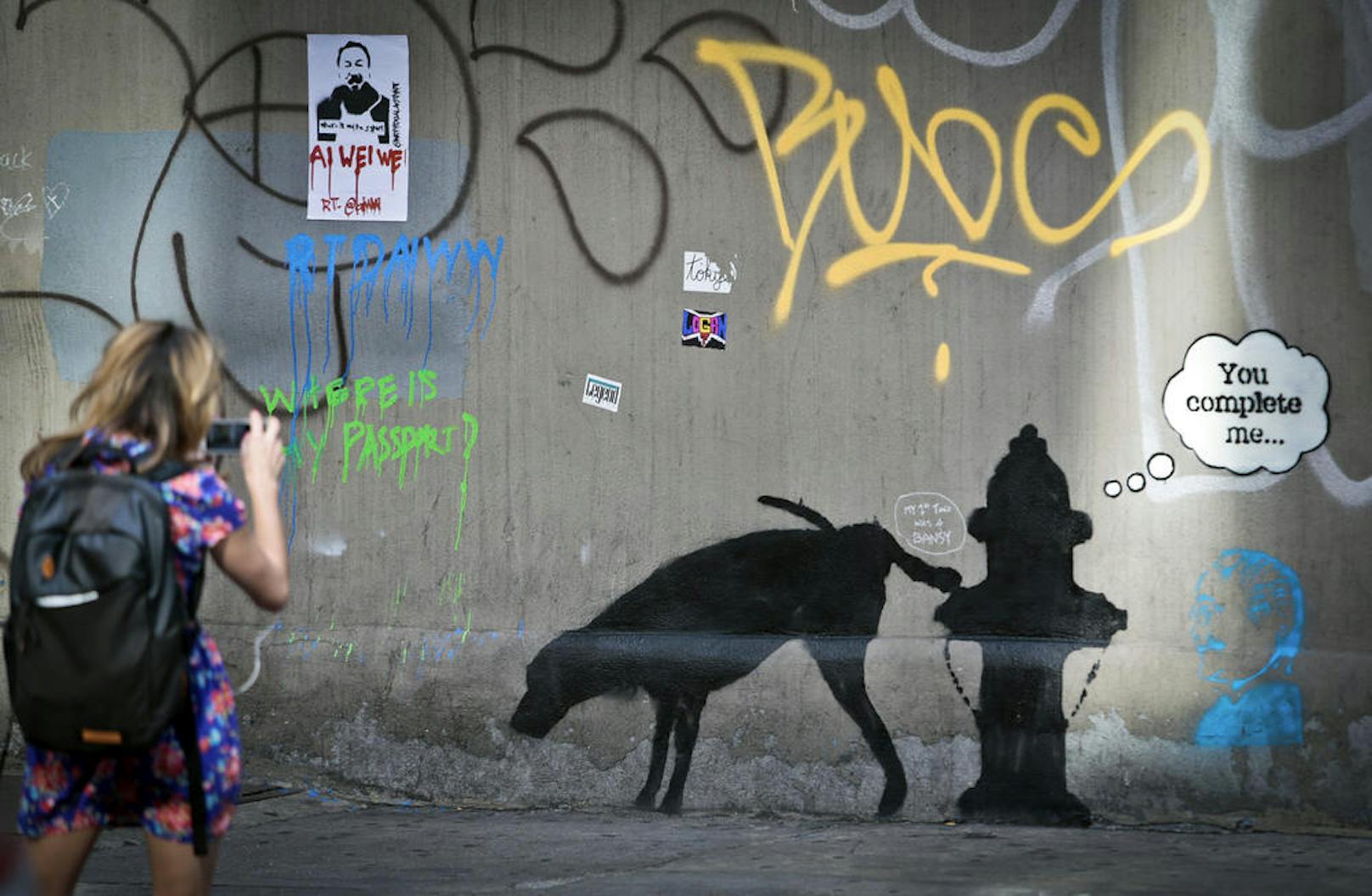 Im ganzen Stadtgebiet von New York hat Banksy seine "Fingerabdrücke" hinterlassen.