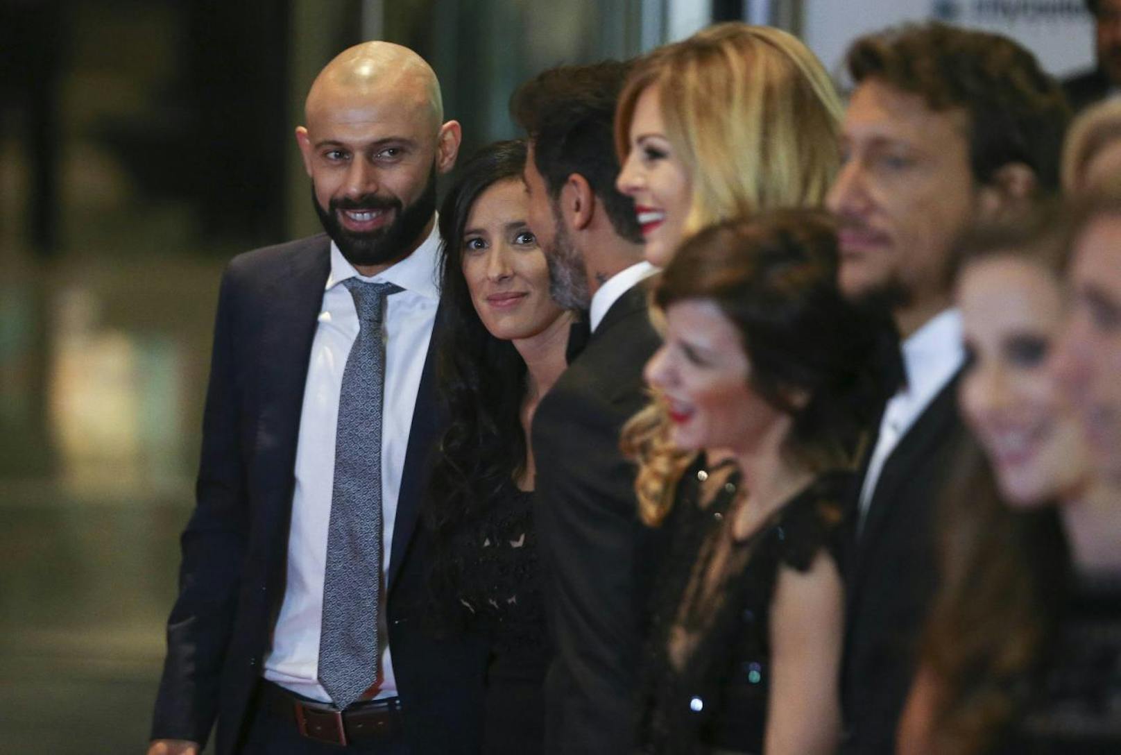 Javier Mascherano und seine Frau Fernanda Moreno bei der Hochzeit von Lionel Messi