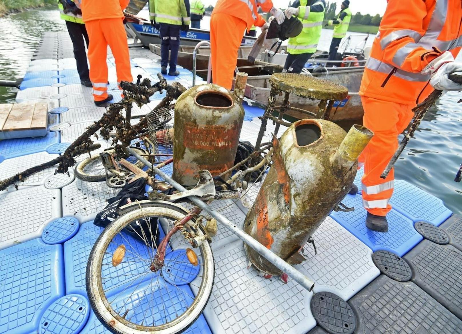 Bei einer Schwerpunktaktion durchkämmten Taucher die Neue Donau nach Müll.