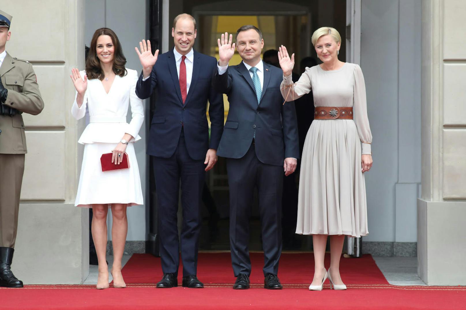 Prince William und Herzogin Kate mit dem polnischen Präsidenten Andrzej Duda und seiner Frau Agata Kornhauser-Duda 