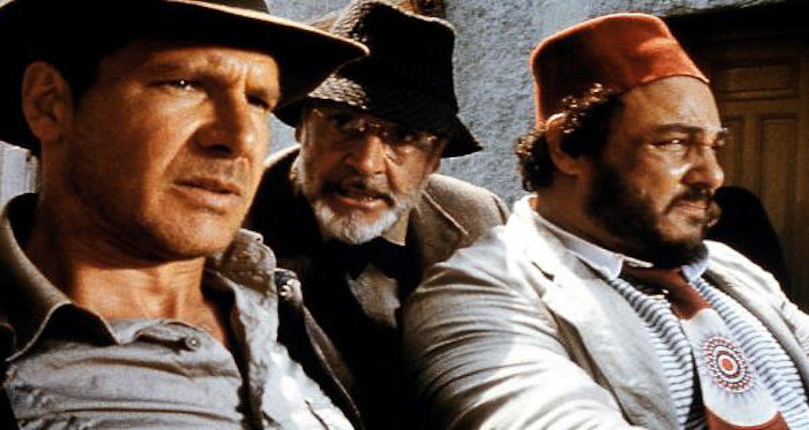 Von links: Harrison Ford, Sean Connery und Jonathan Rhys-Davies in "Indiana Jones und der letzte Kreuzzug"