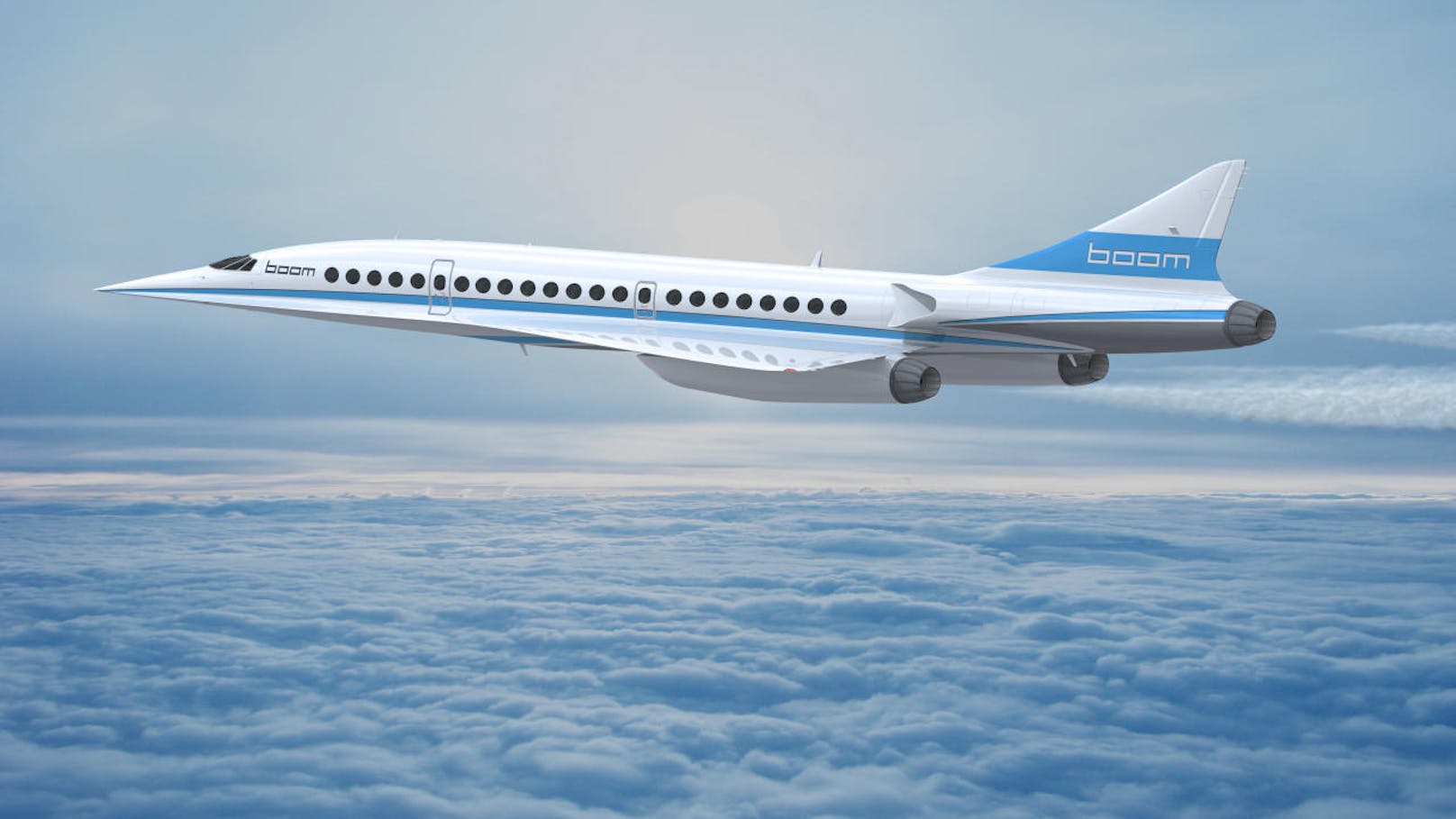 Ab dem Jahr 2023 soll der Boom-Jet mit seinen 55 Sitzplätzen die Reise über den Atlantik auf 3,5 Stunden halbieren.