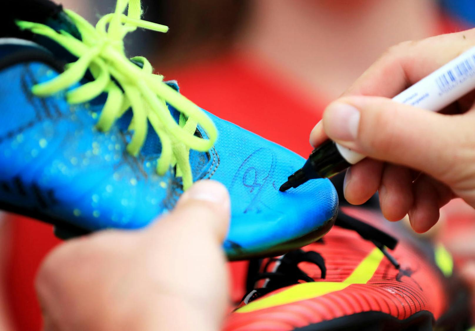 STEGERSBACH,AUSTRIA,31.MAY.17 - SOCCER - FIFA World Cup 2018, european qualifiers, OEFB international match, Ireland vs Austria, preview, training team AUT. Image shows a feature with a football shoe. Photo: GEPA pictures/ Mario Buehner