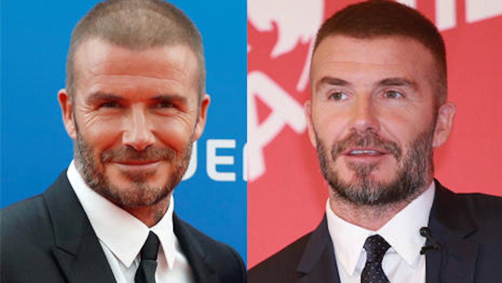 David Beckham Anfang September 2018 (li.) und Ende September 2018 (re.) 
