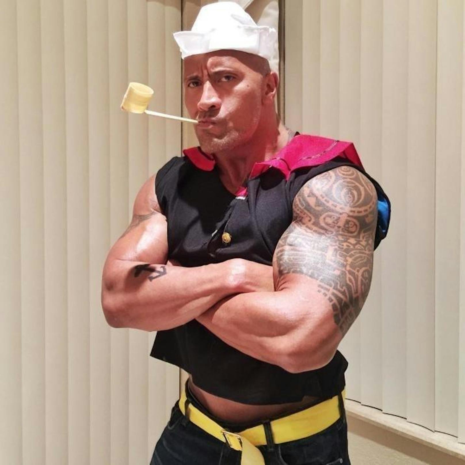 Dwayne "The Rock" Johnson in seiner Halloween-Verkleidung als Popeye
