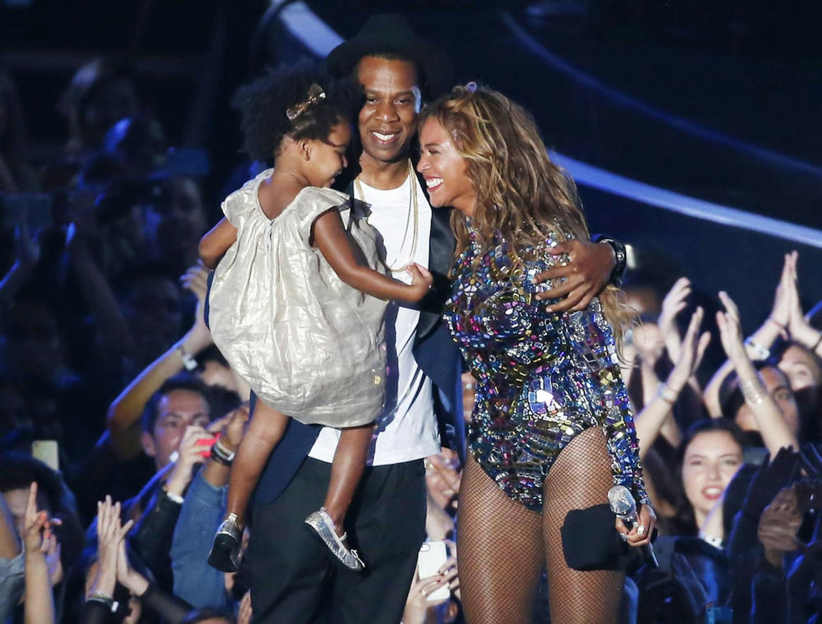 Beyonce und Jay-Z mit Tochter Blue Ivy 2014 bei den MTV Video Music Awards in Inglewood.