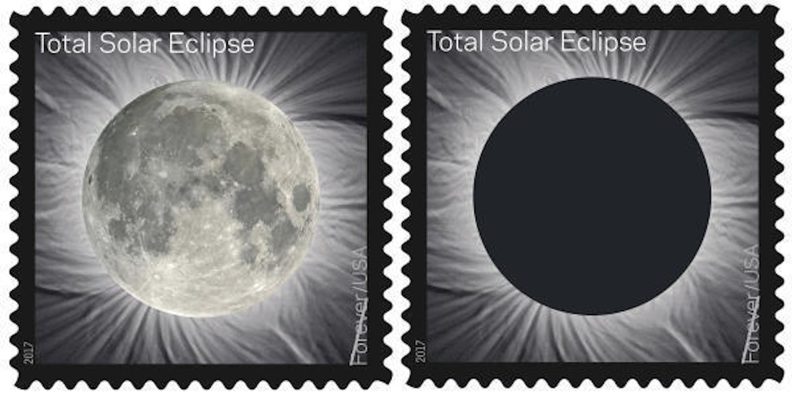 Die "Great American Solar Eclipse" (die große amerikanische Sonnenfinsternis) wirft seit Monaten ihre Schatten voraus. Das hat nicht nur Wissenschaft und Normalbürger, sondern auch allerlei Wirrköpfe auf den Plan gerufen. (Im Bild: US-Briefmarken zum Jahrhundertereignis)