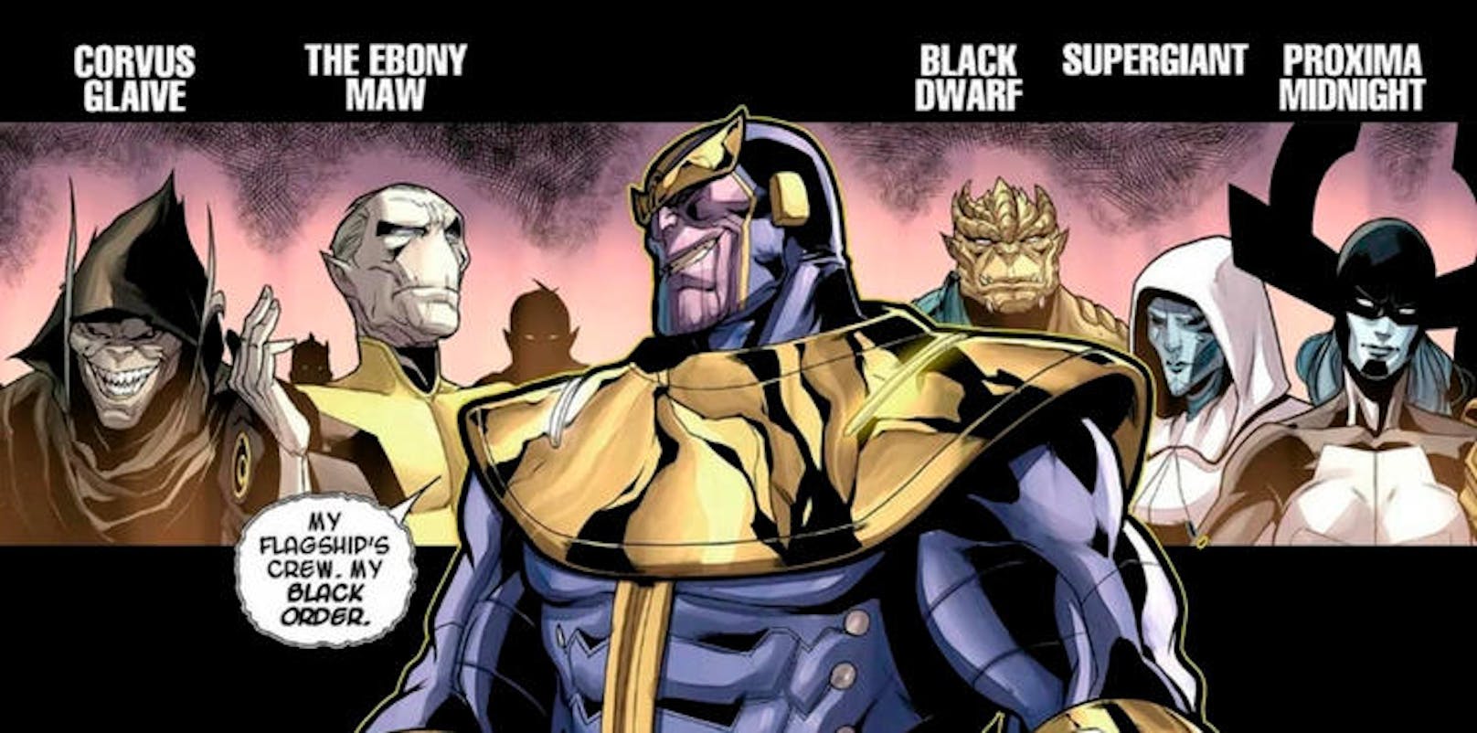 In den Comics zählt der "Black Order" ein weiteres Mitglied namens Supergiant. Außerdem heißt dort Cull Obsidian eigentlich Black Dwarf.