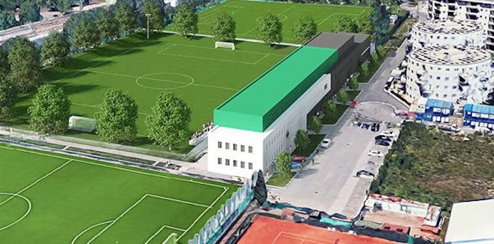 Erfreulich: Auf der Mitgliederversammlung wurden endlich die Pläne für das neue Trainingszentrum präsentiert. Es entsteht in unmittelbarer Nähe zum Happel-Stadion und soll 2021 eröffnet werden.