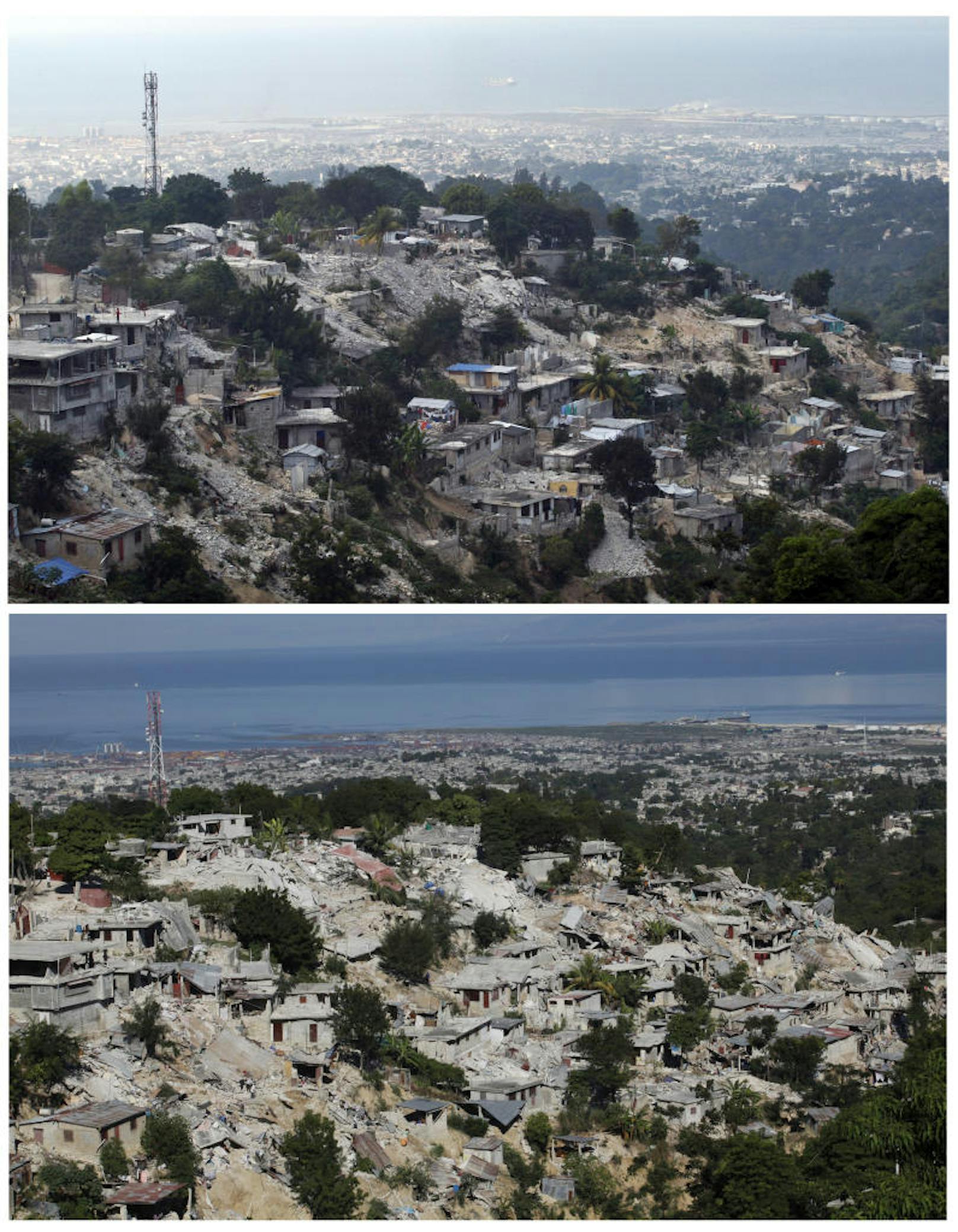 Die am schwersten betroffene Stadt war Léogâne, 30 Kilometer westlich von Port-au-Prince mit einem Zerstörungsgrad von 90 Prozent.