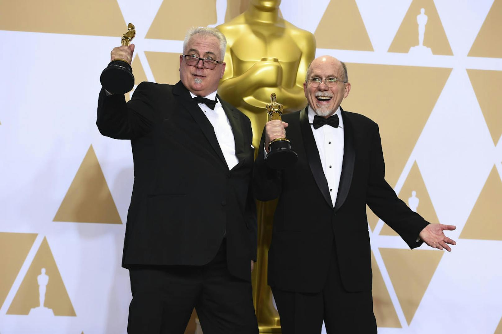 <b>Bestes Sound Editing</b>: Alex Gibson (l.) und Richard King staubten für ihre Arbeit an <b>"Dunkirk"</b> einen Oscar ab.